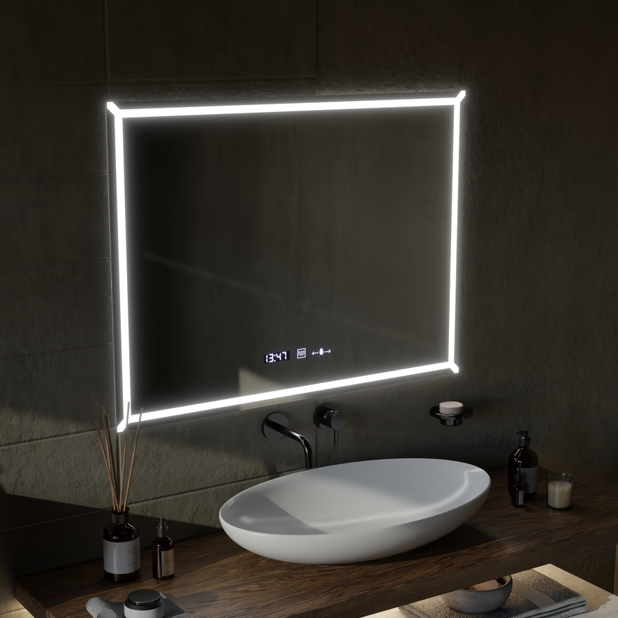 Oglinda LED Rectangulara, 80x60cm, VillayTouch Marcello, Sistem Dezaburire, Dimabila