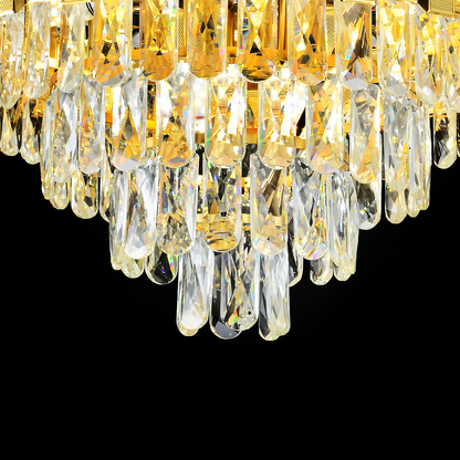 Candelabru Cristal BRAN Mango 8xE14, Diametru 60cm, Auriu Lucios, Inaltime Reglabila