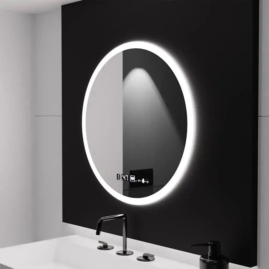 Oglinda LED Rotunda 50cm Giulia Senzor MotionGlow Marcello Sistem Dezaburire Ceas & Termometru Dimabila