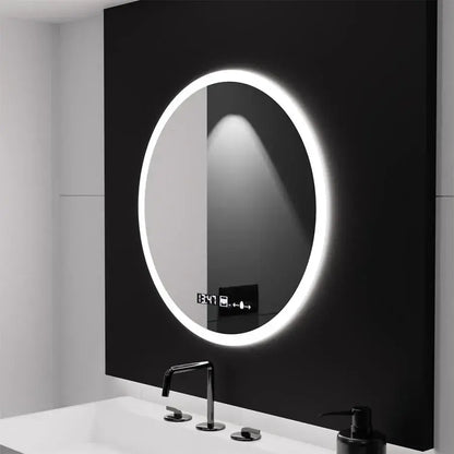 Oglinda LED Rotunda, 70cm, Elysee MotionGlow Marcello, Sistem Dezaburire, Ceas & Termometru, Dimabila
