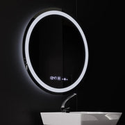 Oglinda LED Rotunda, Diametru 50cm, Celeste MotionGlow Marcello, Sistem Dezaburire, Ceas & Termometru, Dimabila, Lumina Calda Neutra Rece 3000K/4000K/6000K