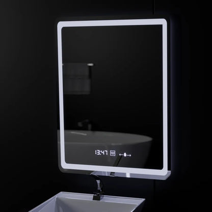 Oglinda LED Rectangulara, 60x80cm, Wizz Senzor MotionGlow Marcello, Sistem Dezaburire, Ceas & Termometru, Dimabila