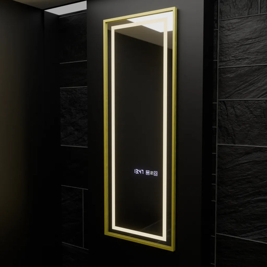 Oglinda LED Rectangulara, 45x140cm, Elena Senzor Radar Marcello, Sistem Dezaburire, Ceas & Termometru, Dimabila, Dressing Couture