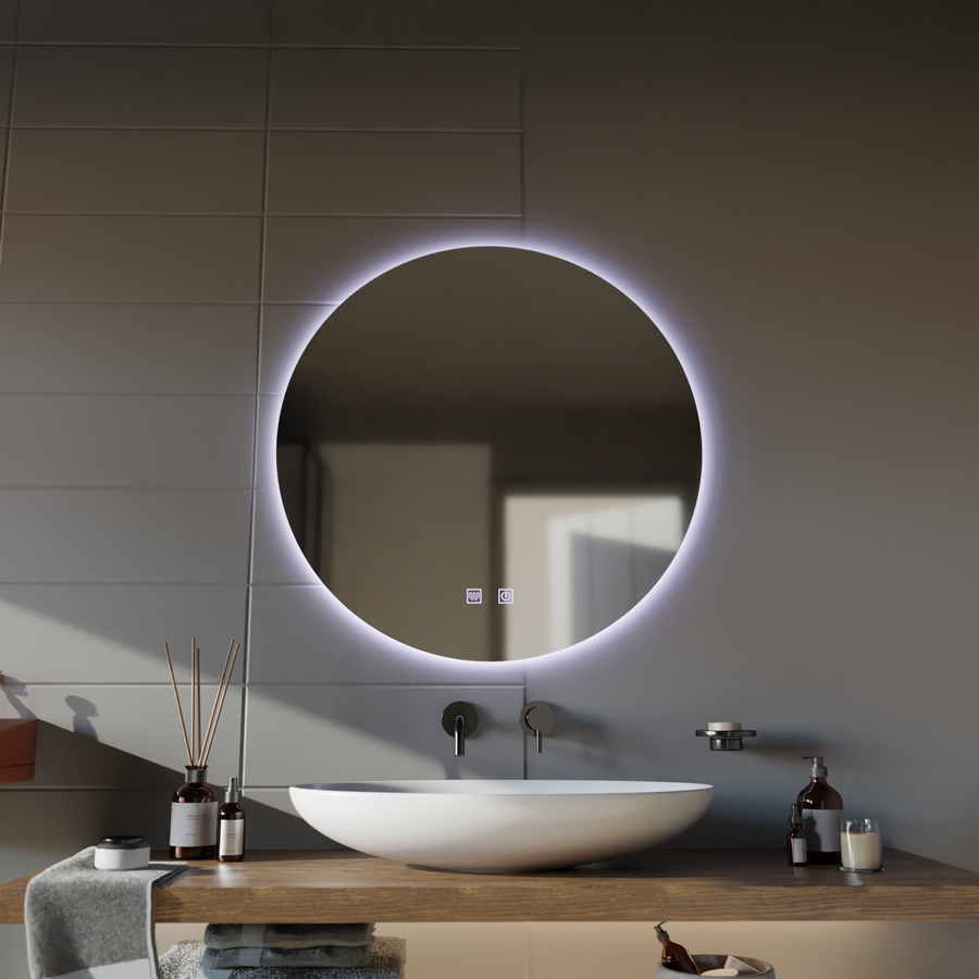 Oglinda LED Rotunda, 50cm, Isolda,Touch, Sistem Dezaburire, Lumina Rece 6000k