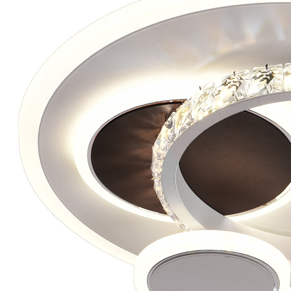 Lustra LED cu cristal HELIOX, 37W, 4 Cercuri, lumina Rece/Calda/Neutra, Alb