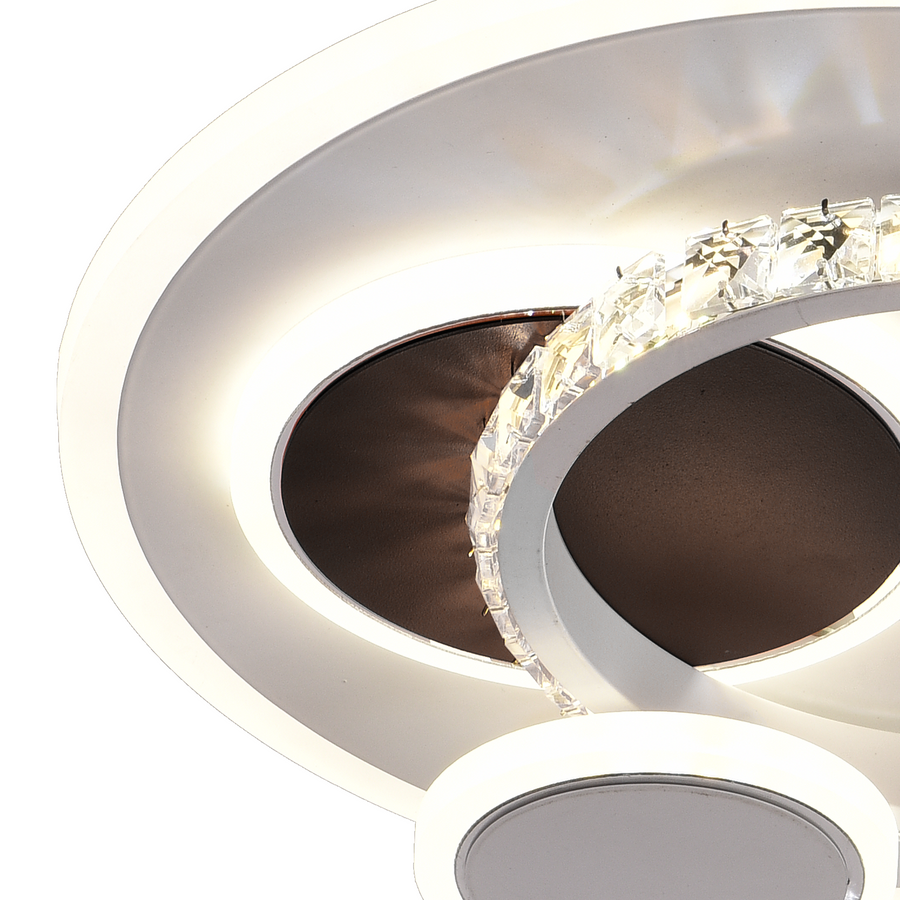 Lustra LED cu cristal HELIOX, 37W, 4 Cercuri, lumina Rece/Calda/Neutra, Alb