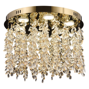 Candelabru LED Cristal LLC213/550GD Rotund, 29W, Lumina Rece/Calda/Neutra, Cristale, Auriu Lucios
