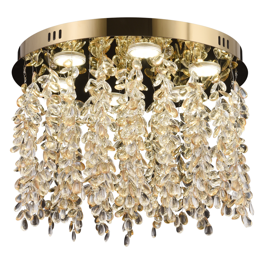 Candelabru LED Cristal LLC213/550GD Rotund, 29W, Lumina Rece/Calda/Neutra, Cristale, Auriu Lucios