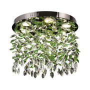 Candelabru LED Cristal LLC211/550GN Rotund, 29W, Lumina Rece/Calda/Neutra, Cristale Verzi, Crom Lucios