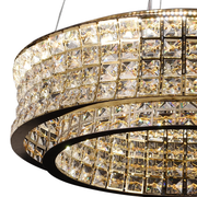Lustra LED cu Telecomanda,LLC160/500GD, Cristal si Metal, 55W, Dimabila, Inaltime Reglabila, Lumina Rece/Calda/Neutra, Iluminat Luxos