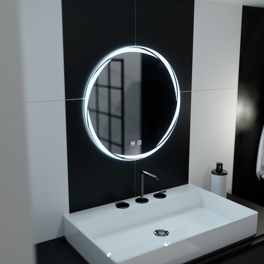 Oglinda LED Rotunda 60cm,  Spirallus Touch, Sistem Dezaburire, Dimabila