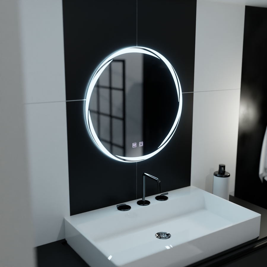 Oglinda LED Rotunda 60cm,  Spirallus Touch, Sistem Dezaburire, Dimabila