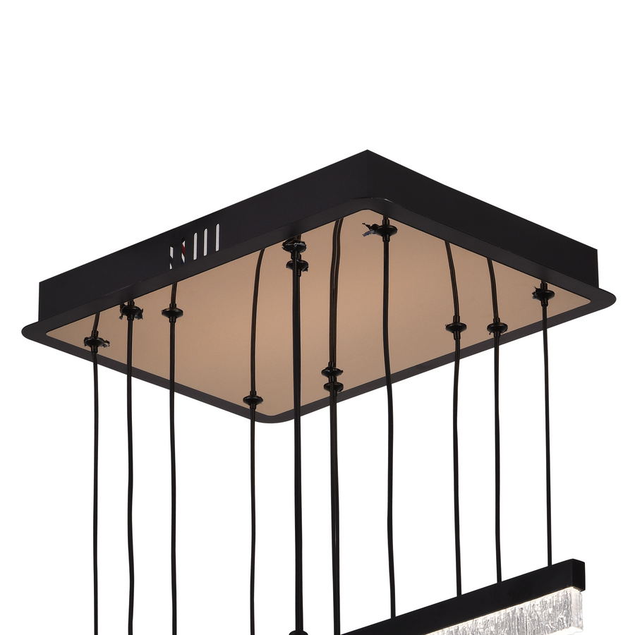 Lustra LED Suspendata Acril LT181/6BK, 82W, Lumina 3000/4000/6000K, Negru, Inaltime Reglabila