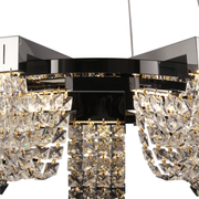 Candelabru Cristal LED 15W, STRATUS Magno , Diametru 50cm, Crom Lucios, Lumina Calda Neutra Rece 3000K/4000K/6000K Inaltime Reglabila, Metal si Cristal