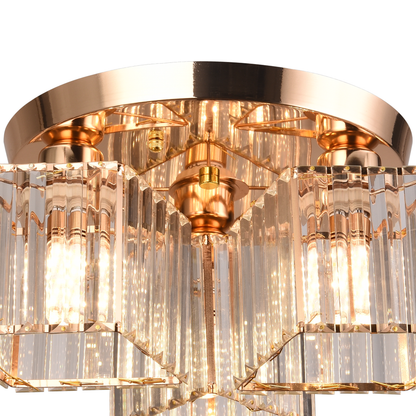 Lustra Clasica Moderna Sasha, LC117/3GD, 3x E27, Metal si Cristal, Auriu, Abajur