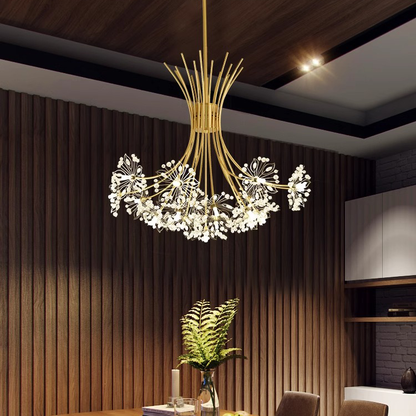 Candelabru Cristal Petito, 12XG4,Auriu, Diametru 52cm