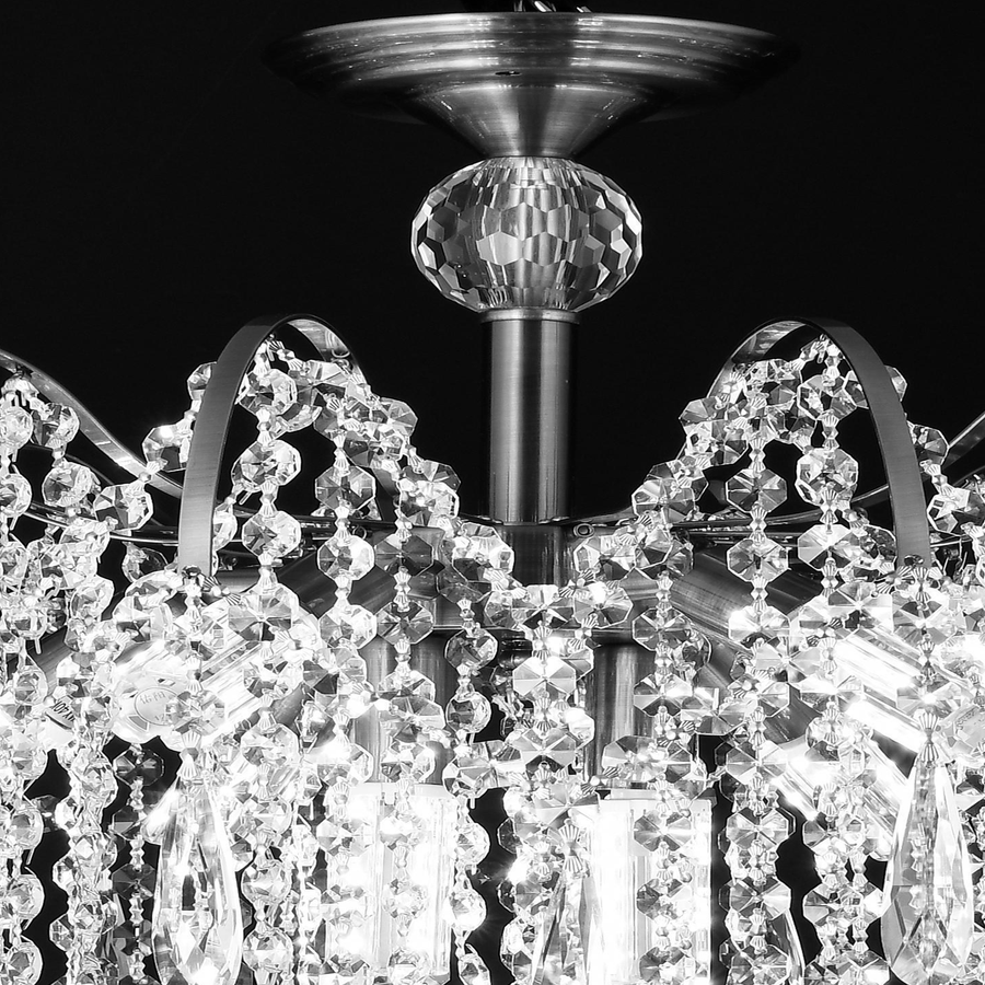 Candelabru Cristal CC9324/5CH, 5x E14, Diametru 48cm, Crom