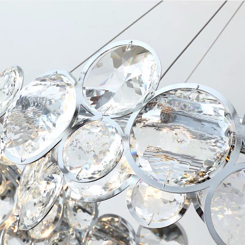 Candelabru Cristal Angelica 6XE14 Argintiu, Diametru 49cm, Inaltime Reglabila