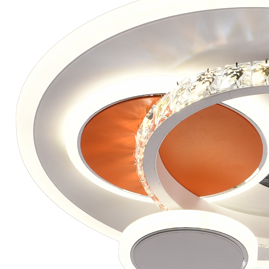 Lustra LED cu cristal HELIOX, 37W, 4 Cercuri, lumina Rece/Calda/Neutra, Alb