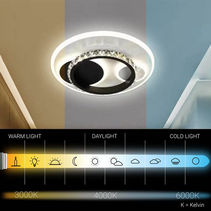Lustra LED  cu cristal ARIELLA 39W, Rotunda,  lumina Rece/Calda/Neutra, Negru