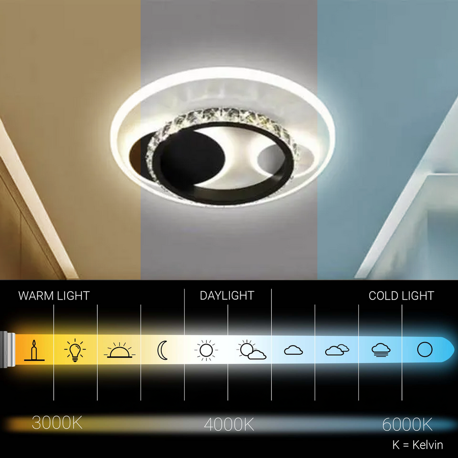 Lustra LED  cu cristal ARIELLA 39W, Rotunda,  lumina Rece/Calda/Neutra, Negru