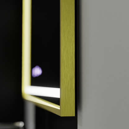 Oglinda LED Rectangulara, 120x80cm, Verite Royale Gold MotionGlow Marcello, Sistem Dezaburire, Ceas & Termometru, Dimabila