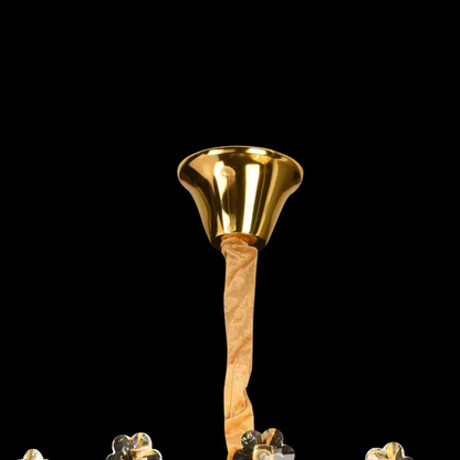 Candelabru Cristal FLORENCE Eleganza 9x E14, Diametru 50cm, Auriu Lucios, Inaltime Reglabila