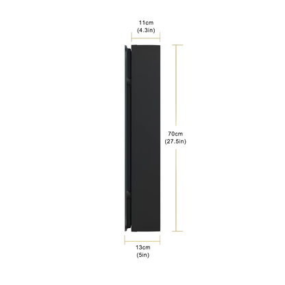 Oglinda LED cu Dulap STRATO 75x70 cm Negru Iluminare Completa si Depozitare Spatioasa