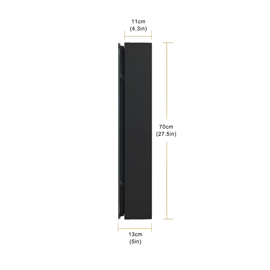 Oglinda LED cu Dulap STRATO 75x70 cm Negru Iluminare Completa si Depozitare Spatioasa