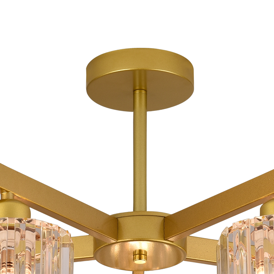 Lustra Clasica Moderna LC110/5GD cu Cristal, 5xE27, Auriu, Metal si Cristal