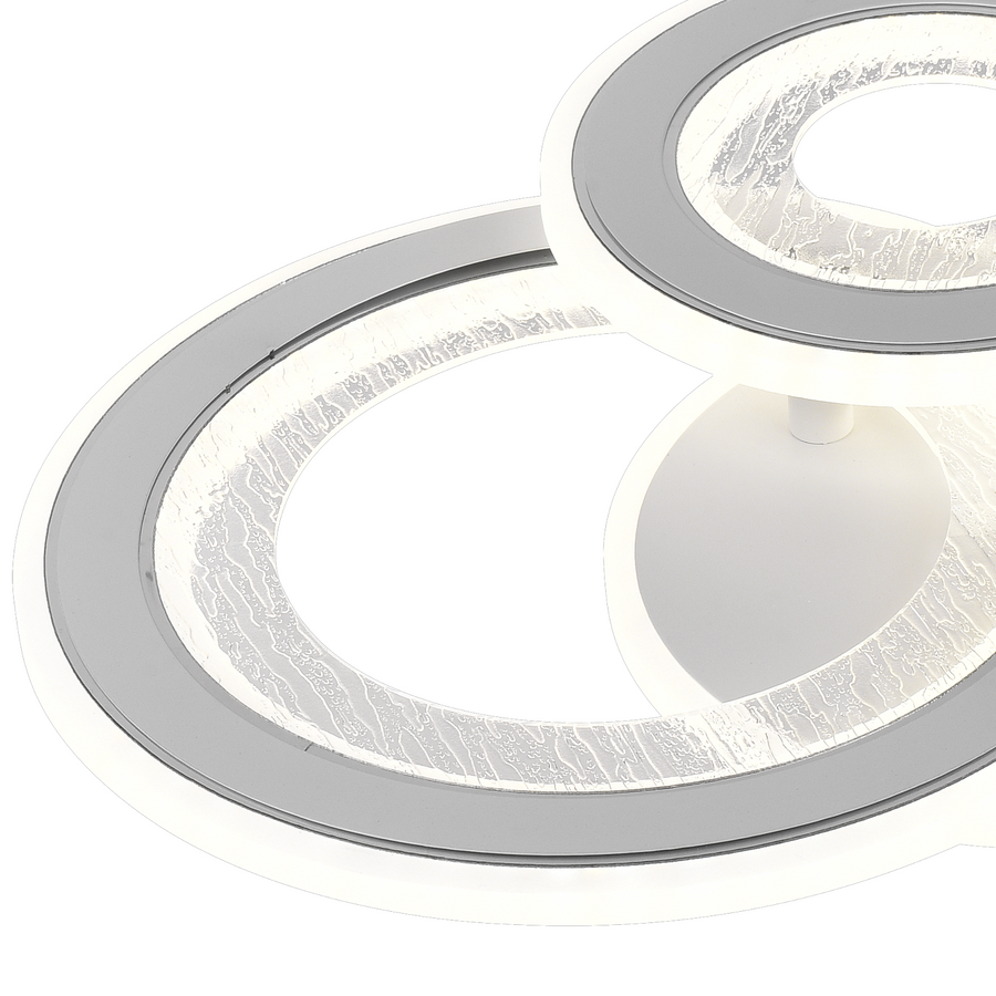 Lustra LED 53W, 3 Cercuri, lumina Rece/Calda/Neutra, Alb