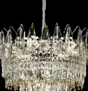 Candelabru Cristal CC6687/500CR 9x E14, Diametru 50cm, Crom Lucios, Inaltime Reglabil