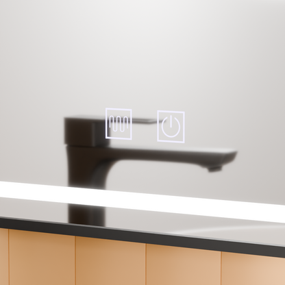Oglinda LED Rectangulara, 45x60cm, EDGE Touch, Sistem Dezaburire, Rama Neagra
