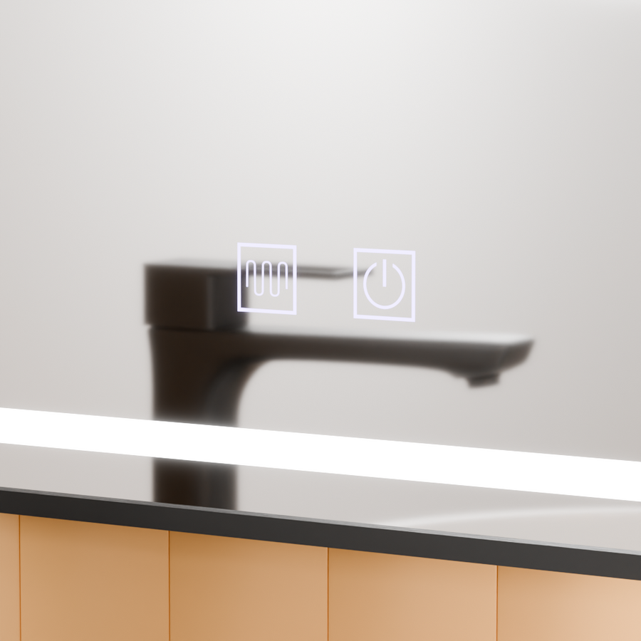 Oglinda LED Rectangulara, 45x60cm, EDGE Touch, Sistem Dezaburire, Rama Neagra