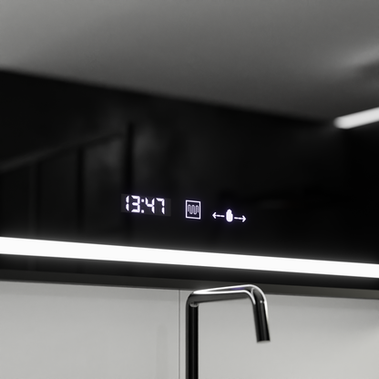 Oglinda LED Rectangulara, 120x80cm, Verite Majeste Noir Motion Glow Marcello, Sistem Dezaburire, Ceas & Termometru, Dimabila