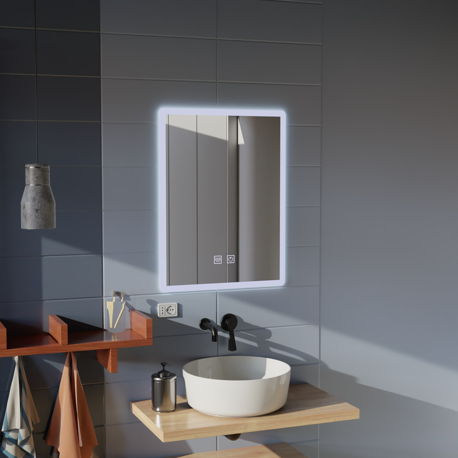 Oglinda LED Rentagulara, 60x80cm, Touch VENERA , Sistem Dezaburire,Dimabila