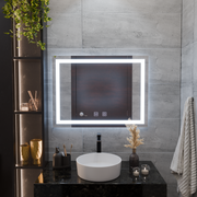Oglinda LED Rectangulara, 80x60cm, RADIANTE Touch, Sistem Dezaburire, Dimabila