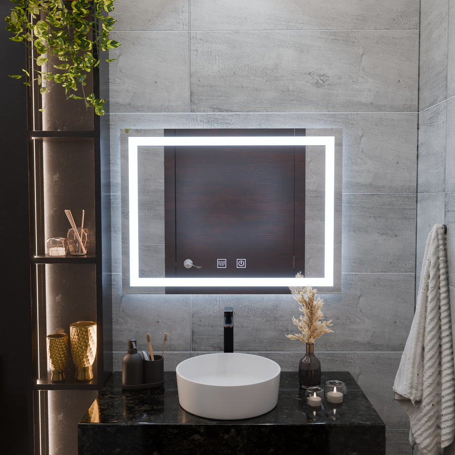 Oglinda LED Rectangulara, 80x60cm, RADIANTE Touch, Sistem Dezaburire, Dimabila