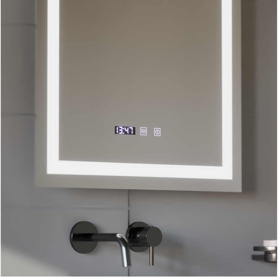 Oglinda LED Touch MODENA Sistem Dezaburire, Ceas si Temperatura 60x80 cm