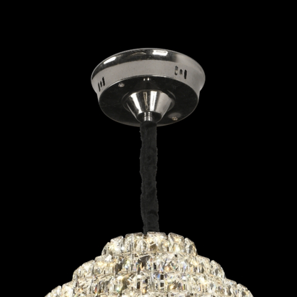 Candelabru Cristal Opal, 12x E14, Diametru 50cm, Crom Lucios, Inaltime Reglabila