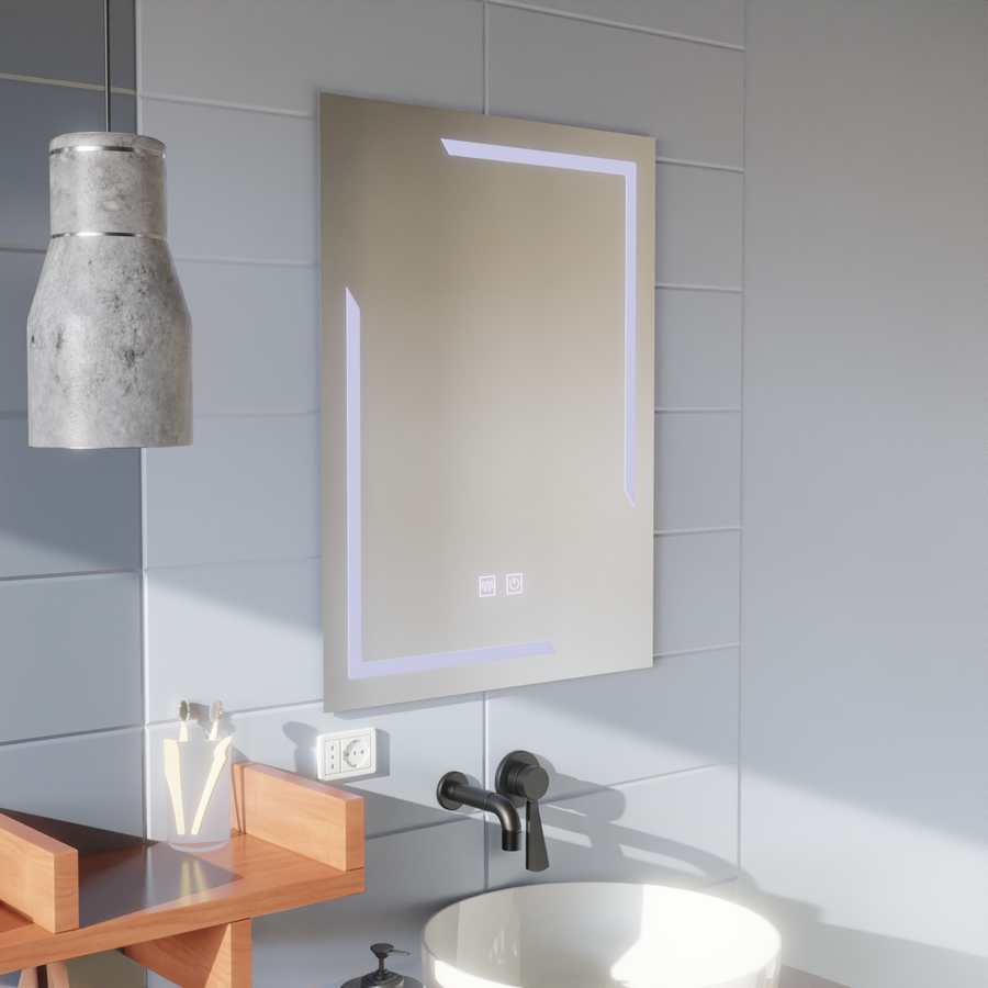 Oglinda LED Rectangulara, 60x80cm, ECLISSA Touch, Sistem Dezaburire, Dimabila