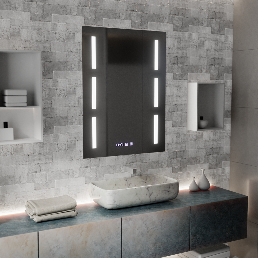 Oglinda LED Touch Erich S86/60X80 Sistem Dezaburire, Ceas si Temperatura 60x80 cm