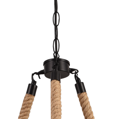 Lustra Suspendata Vintage, LV571/3BK, 3xE27, Maro, Metal si Sfoara