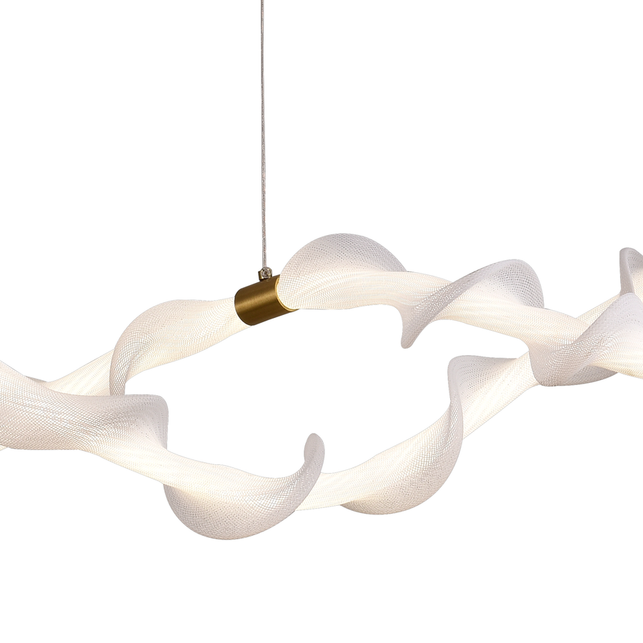 Lustra LED Suspendata Acril LT762/2GD, 36W, Lumina Calda/Neutra/Rece 3000/4000/6000K, Alb Auriu, Inaltime Reglabila