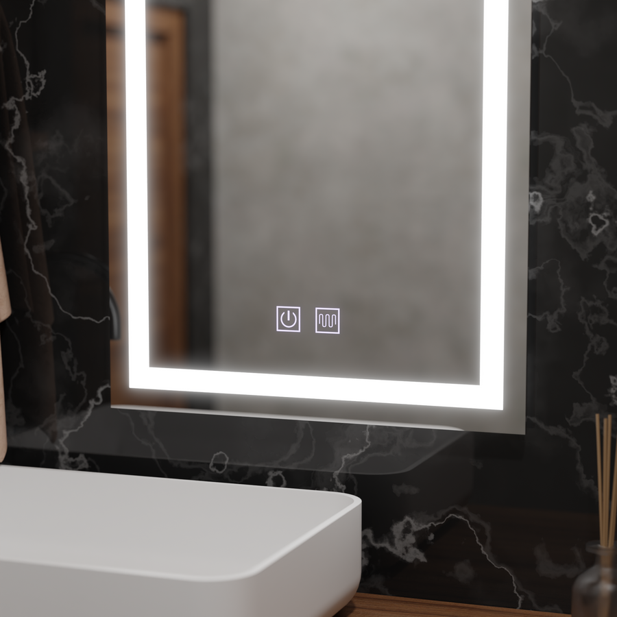 Oglinda LED Rectangulara, 60x80cm, RADIANTE Touch, Sistem Dezaburire, Dimabila
