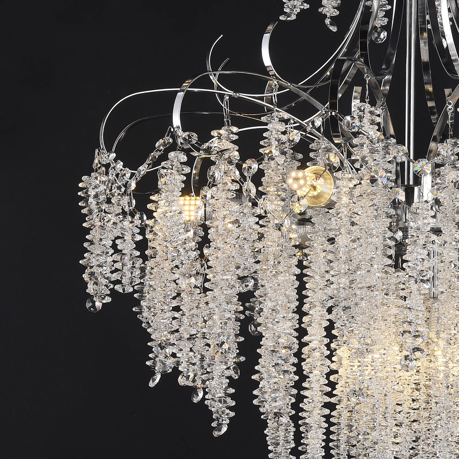 Candelabru Cristal CC9311/5CH, 5x E14, Diametru 50cm, Crom