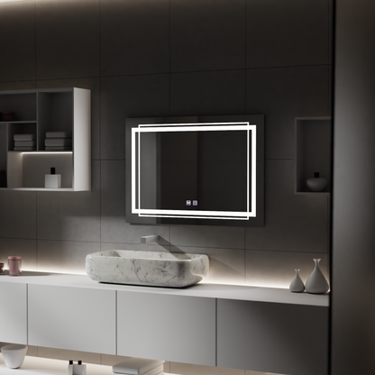 Oglinda LED Rectangulara, 80x60cm,  KOVEN Touch, Sistem Dezaburire,Dimabila