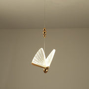 Lustră Suspendată LED Acril Butterfly 9W, Lumina Calda/Neutra/Rece 3000K/4000K/6000K, Auriu, Metal și Acril, Inaltime Reglabila