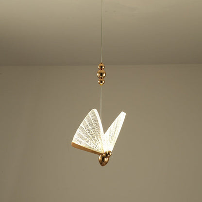 Lustră Suspendată LED Acril Butterfly 9W, Lumina Calda/Neutra/Rece 3000K/4000K/6000K, Auriu, Metal și Acril, Inaltime Reglabila
