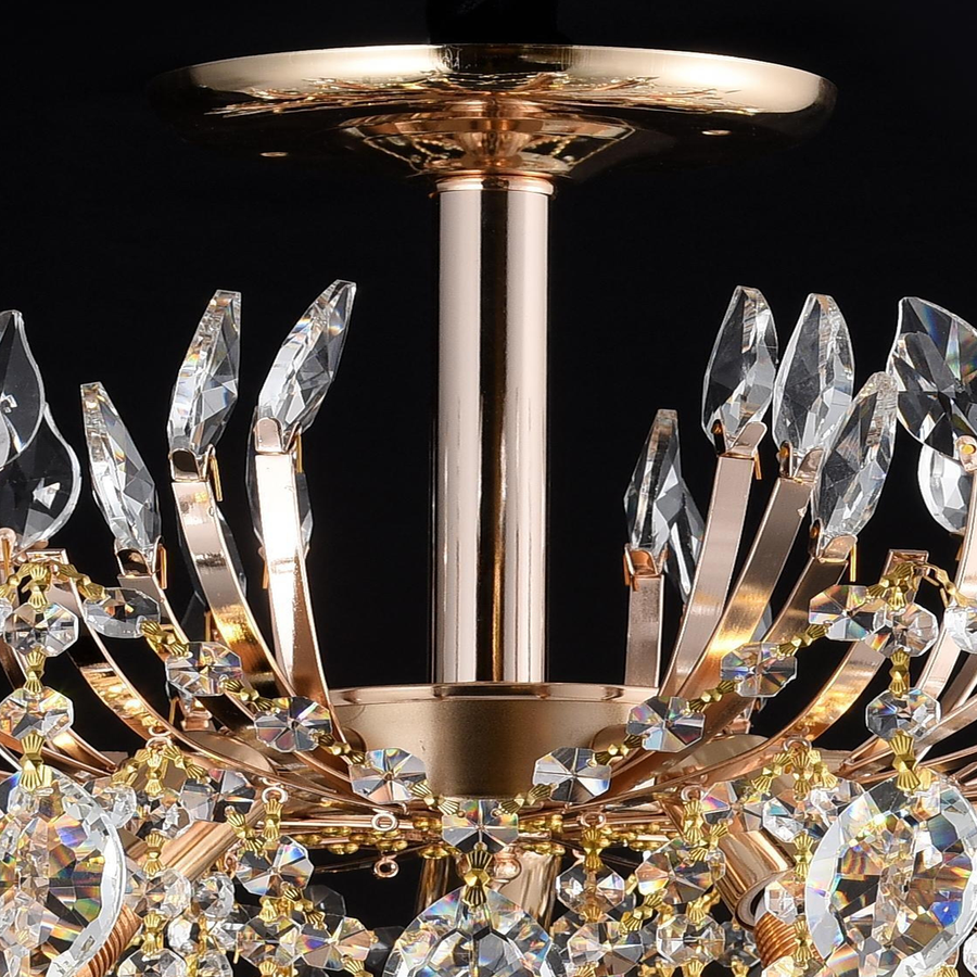Candelabru Cristal PALERMO Eleganza 5xE14, Diametru 50cm, Auriu